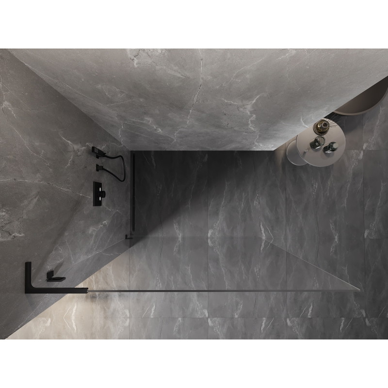 Mexen Lunar L dušisein Walk-in vasak 110 x 200 cm, läbipaistev 8 mm, must - 830L-110-000-70-00-L