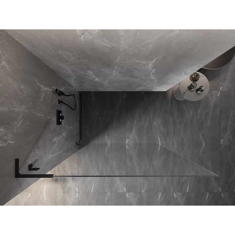 Mexen Lunar L paroi de douche Walk-in gauche 120 x 200 cm, transparent 8 mm, noir - 830L-120-000-70-00-L