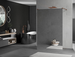 Mexen Kioto vrijstaande douchewand 120 x 200 cm, spiegel 8 mm, roze goud - 800-120-002-60-50