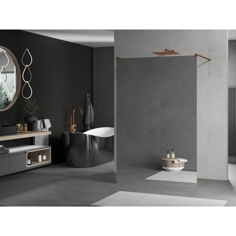 Mexen Kioto Ελεύθερο τοίχωμα ντους 110 x 200 cm, καθρέφτης 8 mm, ροζ χρυσό