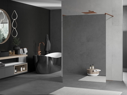 Mexen Kioto 110 x 200 cm Freestanding Shower Screen, Mirror 8 mm, Rose Gold - 800-110-002-60-50