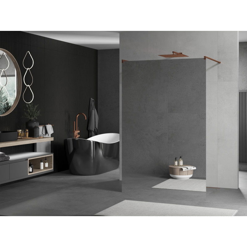 Mexen Kioto vrijstaande douchewand 100 x 200 cm, spiegel 8 mm, roze goud - 800-100-002-60-50