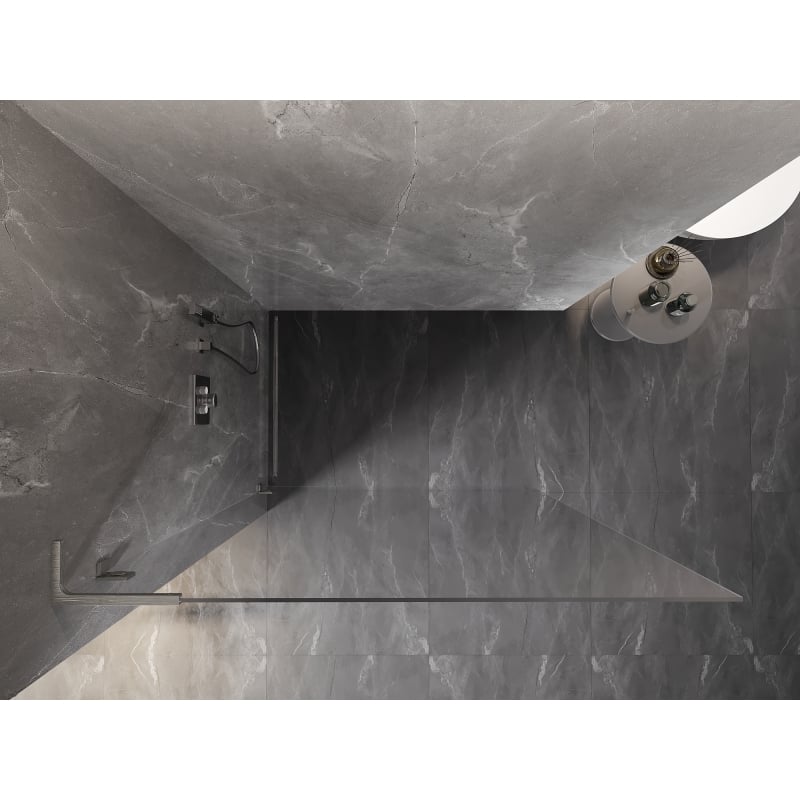 Mexen Lunar L douchewand Walk-in links 60 x 200 cm, transparant 8 mm, geborsteld nikkel - 830L-060-000-97-00-L