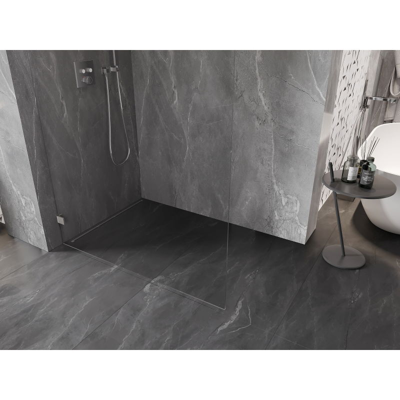 Mexen Lunar L tuš stena Walk-in leva 80 x 200 cm, prozorna 8 mm, brušen nikel - 830L-080-000-97-00-L