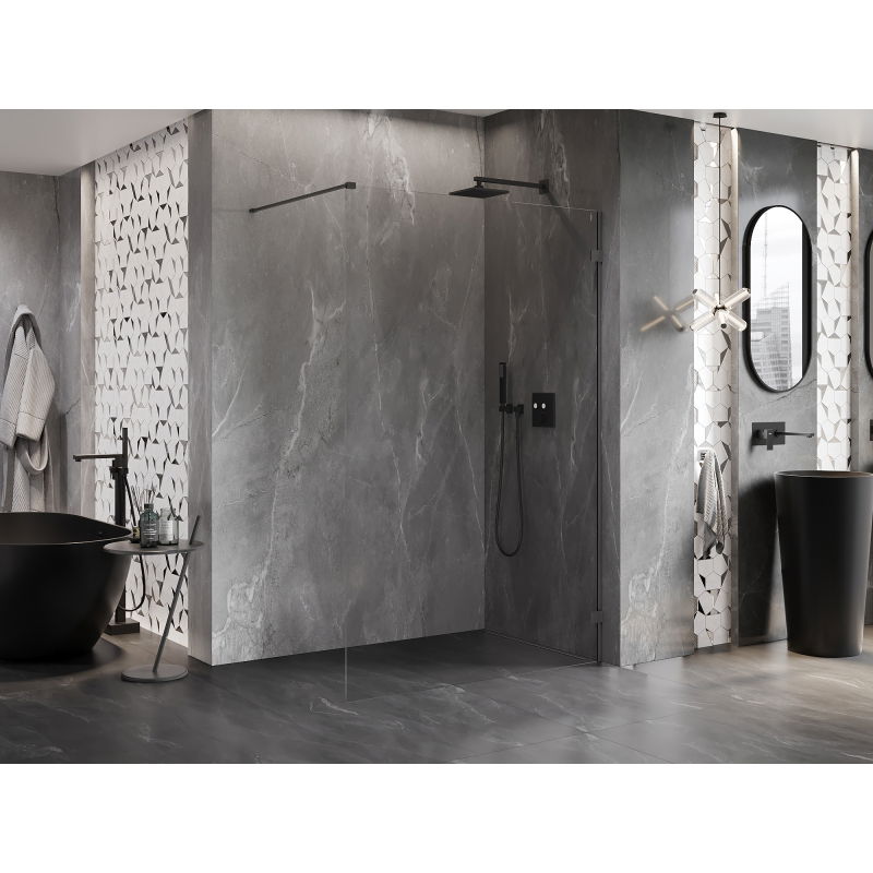 Mexen Lunar Walk-in Shower Wall Right 70 x 200 cm, Transparent 8 mm, Gun Metal - 830-070-000-95-00-P
