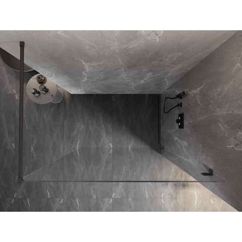 Mexen Lunar paroi de douche Walk-in droite 70 x 200 cm, transparent 8 mm, métal noir - 830-070-000-95-00-P