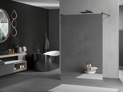 Mexen Kioto freestanding shower screen 110 x 200 cm, mirror 8 mm, black - 800-110-002-70-50