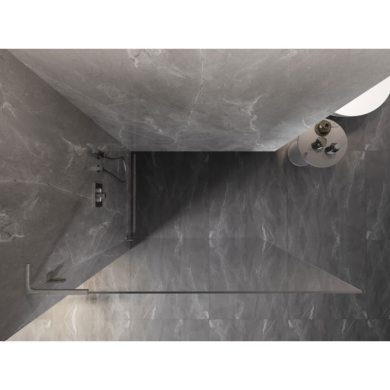 Mexen Lunar L Walk-in suihkuseinä vasen 110 x 200 cm, kirkas 8 mm, harjattu nikkeli - 830L-110-000-97-00-L