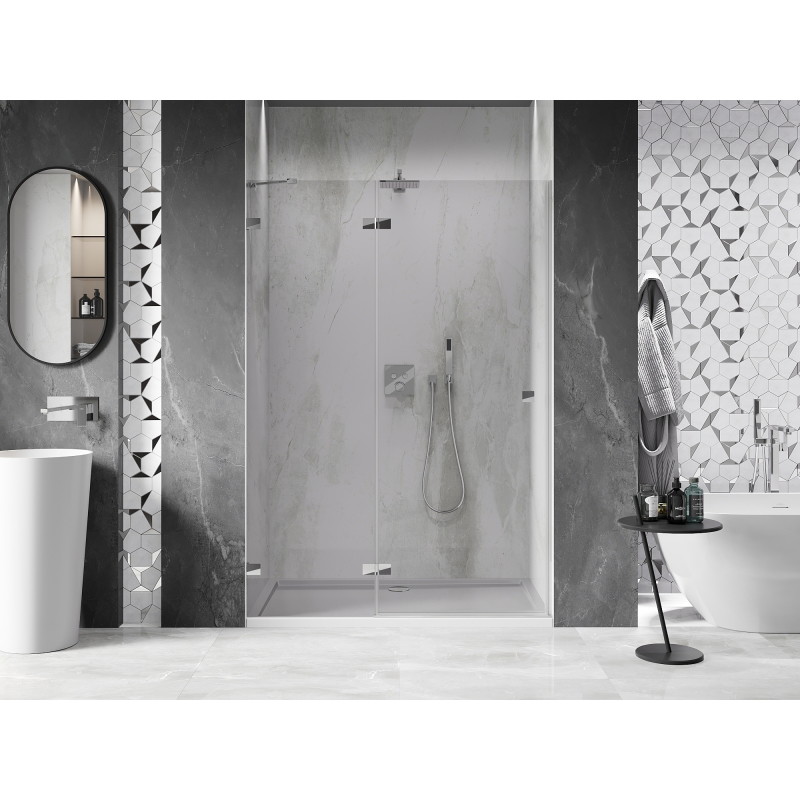 Mexen Lunar duššiuksed, vasakuksega, 130 cm, läbipaistev, kroom - 834-130-000-01-00-L