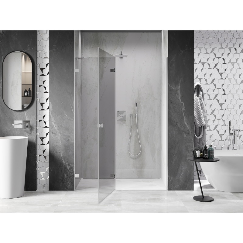 Mexen Lunar drzwi prysznicowe uchylne lewe 130 cm, transparent, chrom - 834-130-000-01-00-L