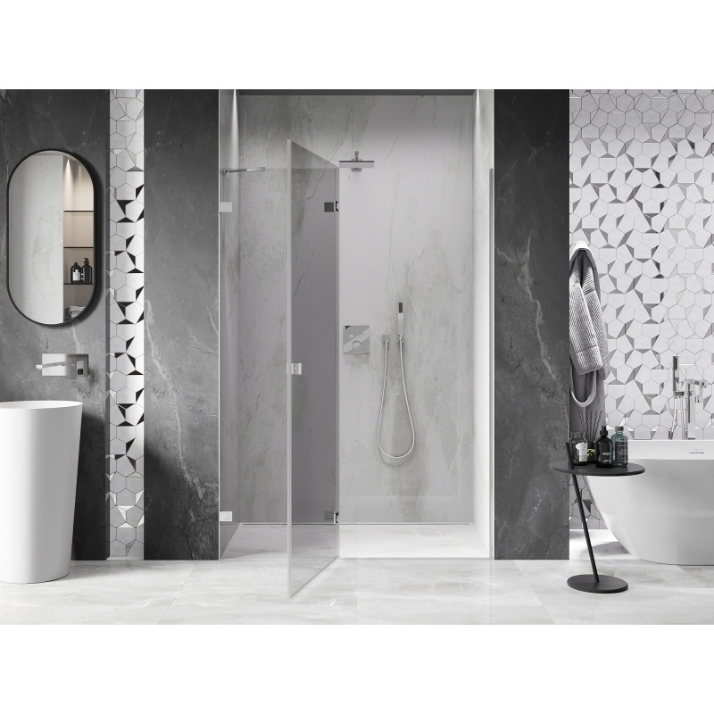 Mexen Lunar duššiuksed, vasakuksega, 130 cm, läbipaistev, kroom - 834-130-000-01-00-L