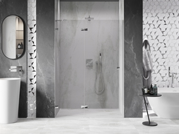 Mexen Lunar Left Hinged Shower Door 135 cm, Transparent, Chrome - 834-135-000-01-00-L