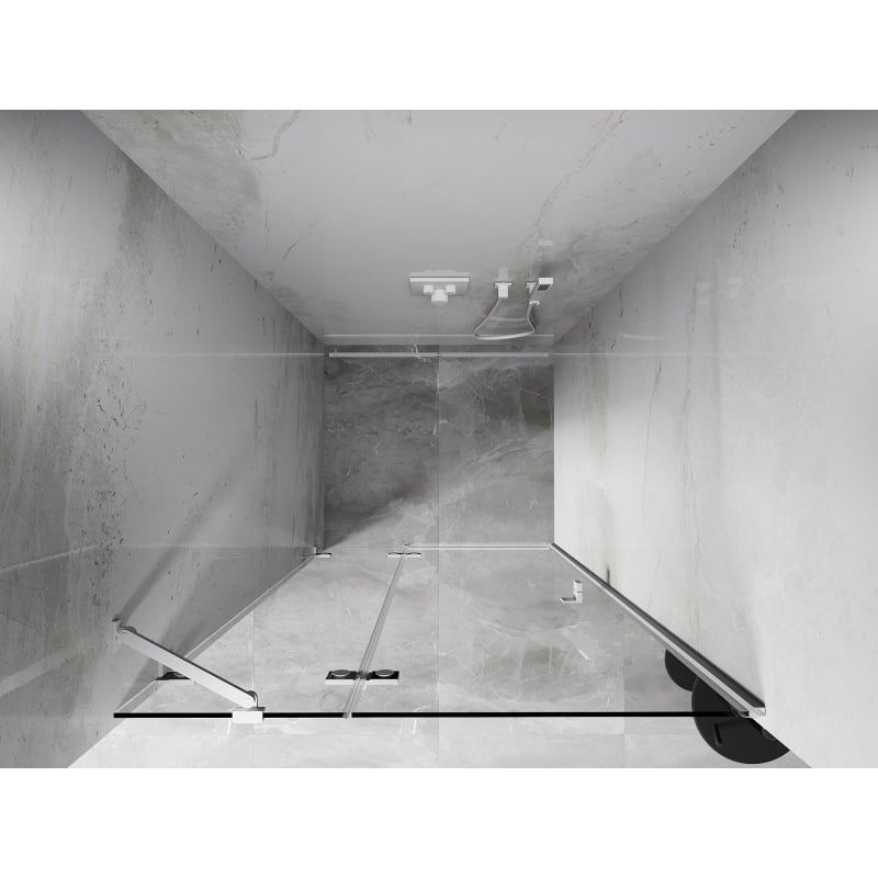 Mexen Lunar drzwi prysznicowe uchylne lewe 70 cm, transparent, białe - 834-070-000-20-00-L