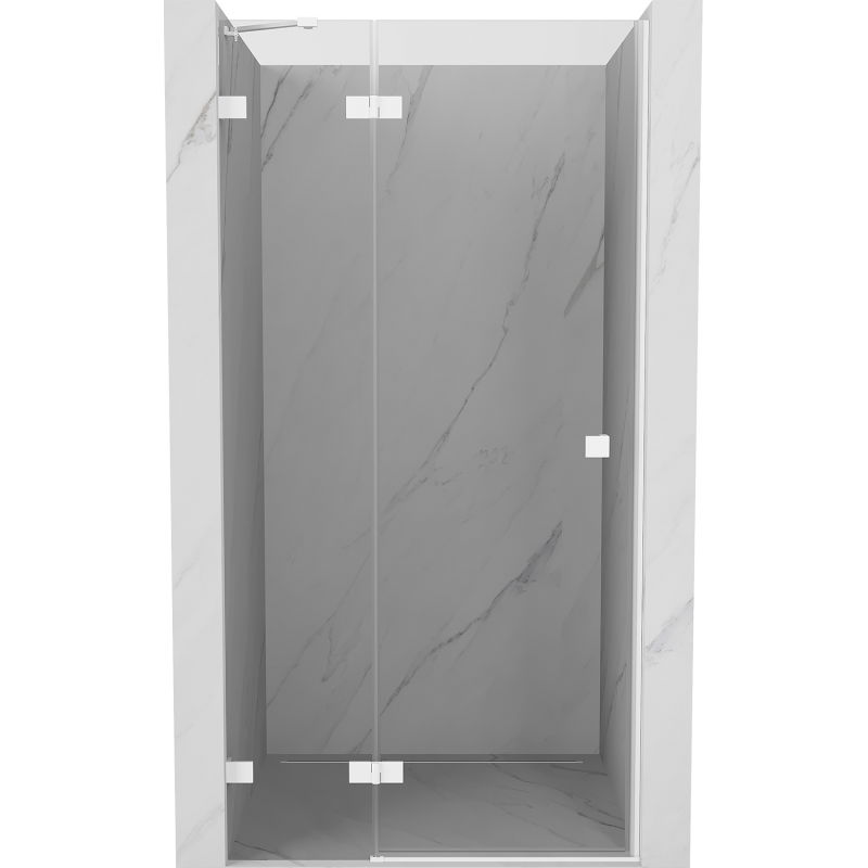 Mexen Lunar douchedeur scharnierend links 115 cm, transparant, wit - 834-115-000-20-00-L