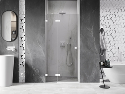 Mexen Lunar porte de douche pivotante gauche 120 cm, transparent, blanc - 834-120-000-20-00-L