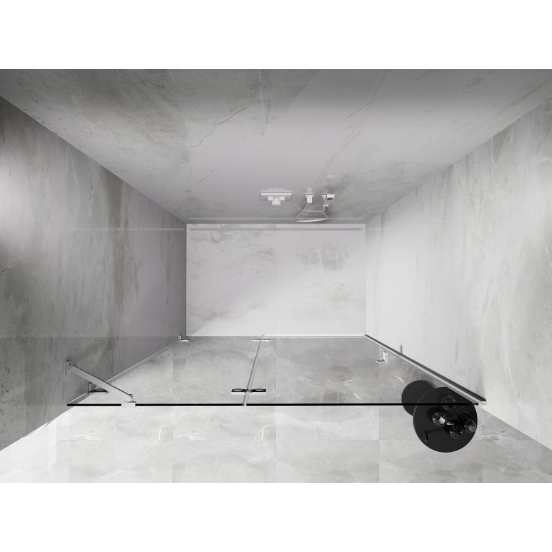 Mexen Lunar drzwi prysznicowe uchylne lewe 130 cm, transparent, białe - 834-130-000-20-00-L