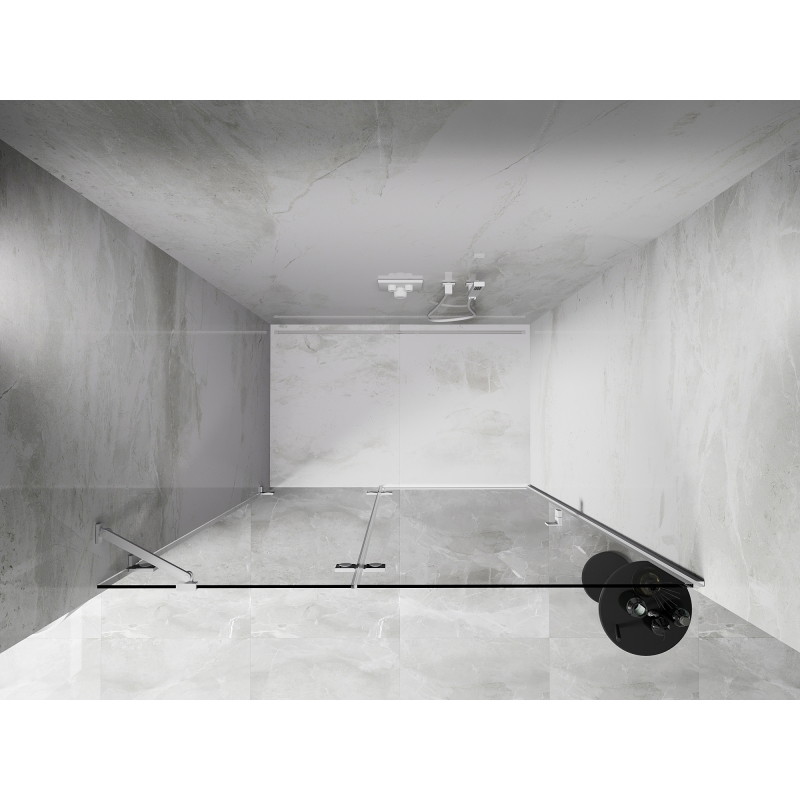 Mexen Lunar lijeva preklopna tuš vrata 130 cm, prozirna, bijela - 834-130-000-20-00-L