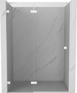 Mexen Lunar porte de douche pivotante gauche 140 cm, transparent, blanc - 834-140-000-20-00-L