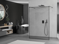 Mexen Kioto paroi de douche autoportante 100 x 200 cm, cadre noir 8 mm, noir - 800-100-002-70-70