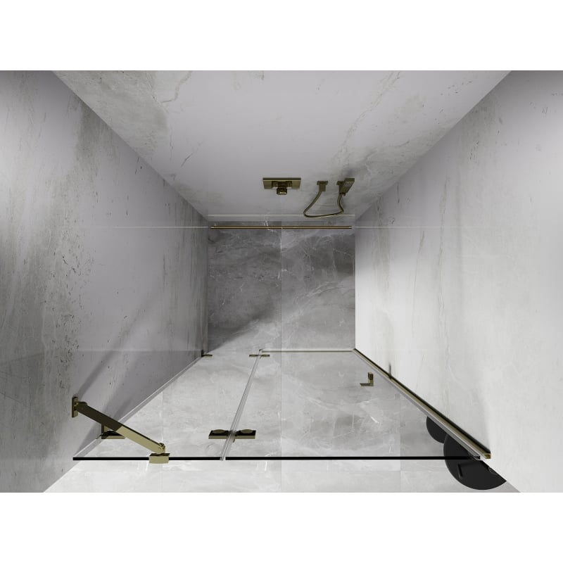 Mexen Lunar drzwi prysznicowe uchylne lewe 80 cm, transparent, złote - 834-080-000-50-00-L