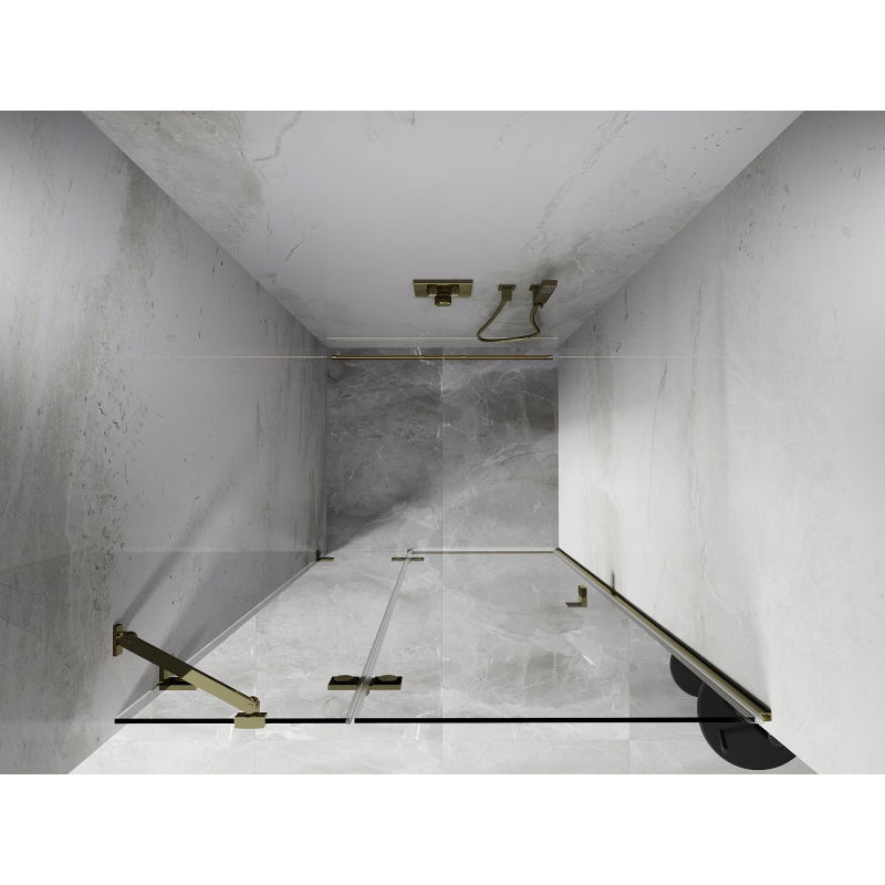 Mexen Lunar puerta de ducha batiente izquierda 85 cm, transparente, dorada - 834-085-000-50-00-L