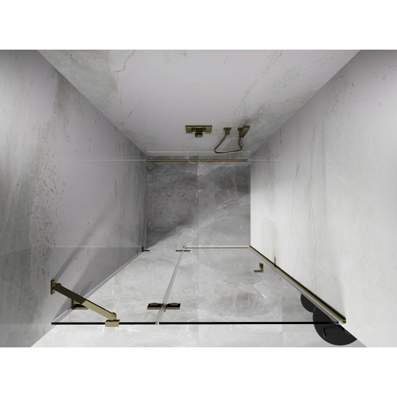 Mexen Lunar drzwi prysznicowe uchylne lewe 105 cm, transparent, złote - 834-105-000-50-00-L
