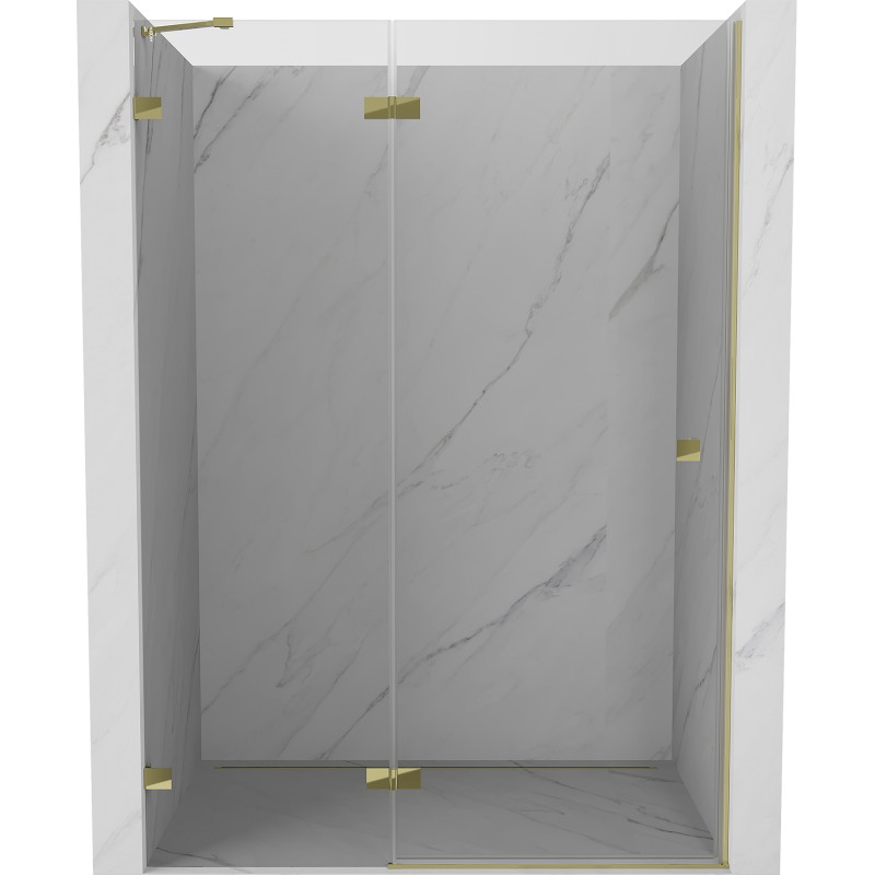 Mexen Lunar drzwi prysznicowe uchylne lewe 130 cm, transparent, złote - 834-130-000-50-00-L