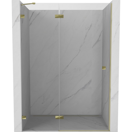 Mexen Lunar drzwi prysznicowe uchylne lewe 130 cm, transparent, złote - 834-130-000-50-00-L