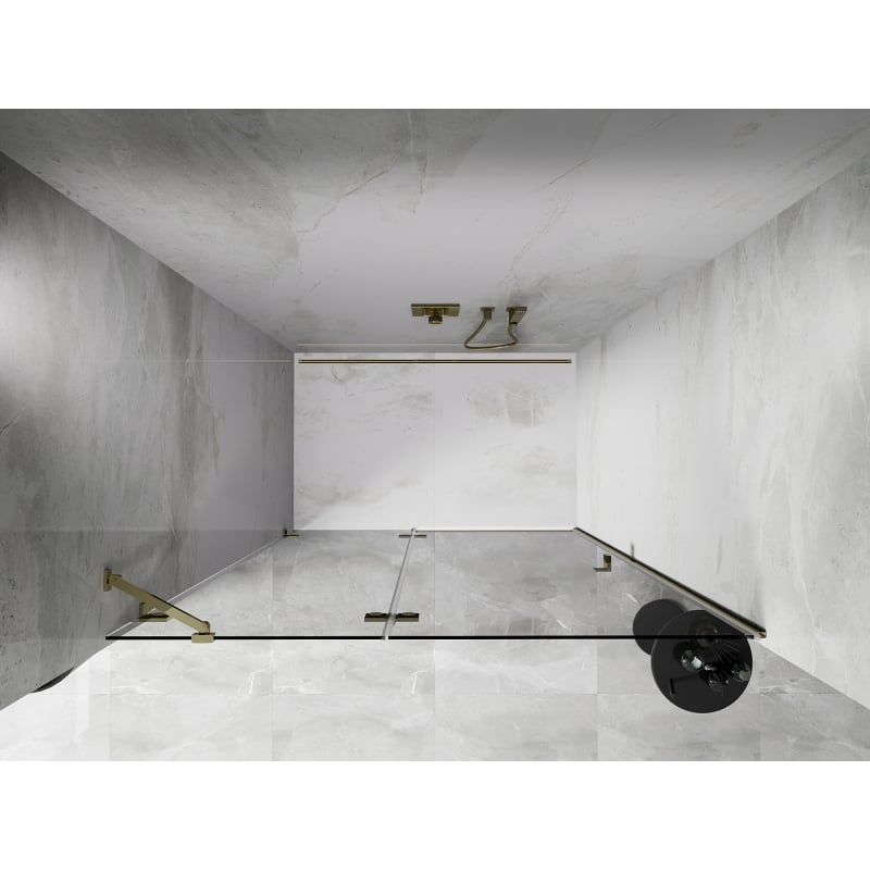 Mexen Lunar porte de douche pivotante gauche 135 cm, transparent, or - 834-135-000-50-00-L