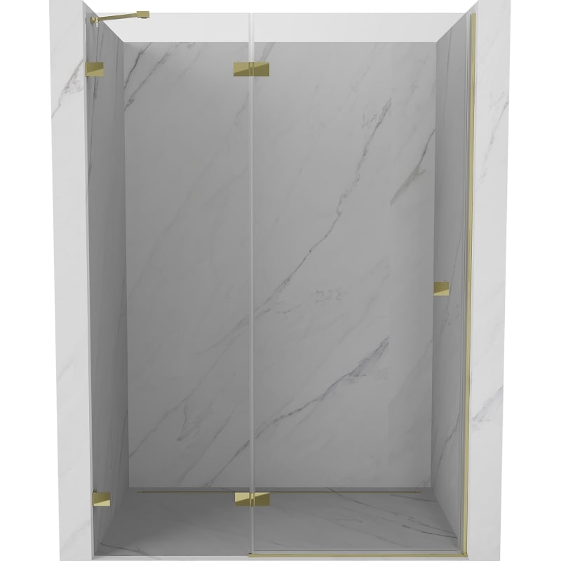 Mexen Lunar drzwi prysznicowe uchylne lewe 140 cm, transparent, złote - 834-140-000-50-00-L