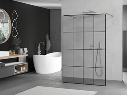 Mexen Kioto samostojeća tuš stijena 130 x 200 cm, crna rešetka 8 mm, krom - 800-130-002-01-77