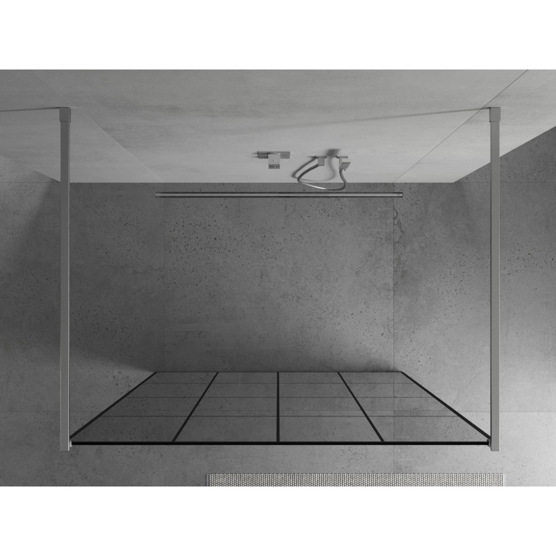 Mexen Kioto ścianka prysznicowa wolnostojąca 130 x 200 cm, czarna kratka 8 mm, chrom - 800-130-002-01-77