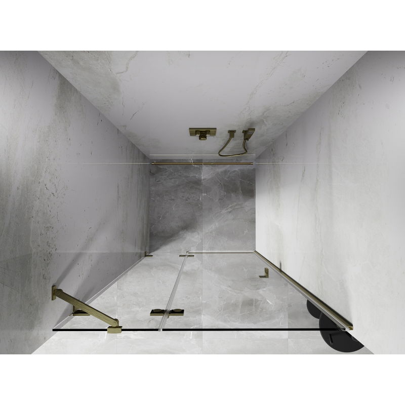 Mexen Lunar puerta de ducha abatible izquierda 85 cm, transparente, oro cepillado - 834-085-000-55-00-L