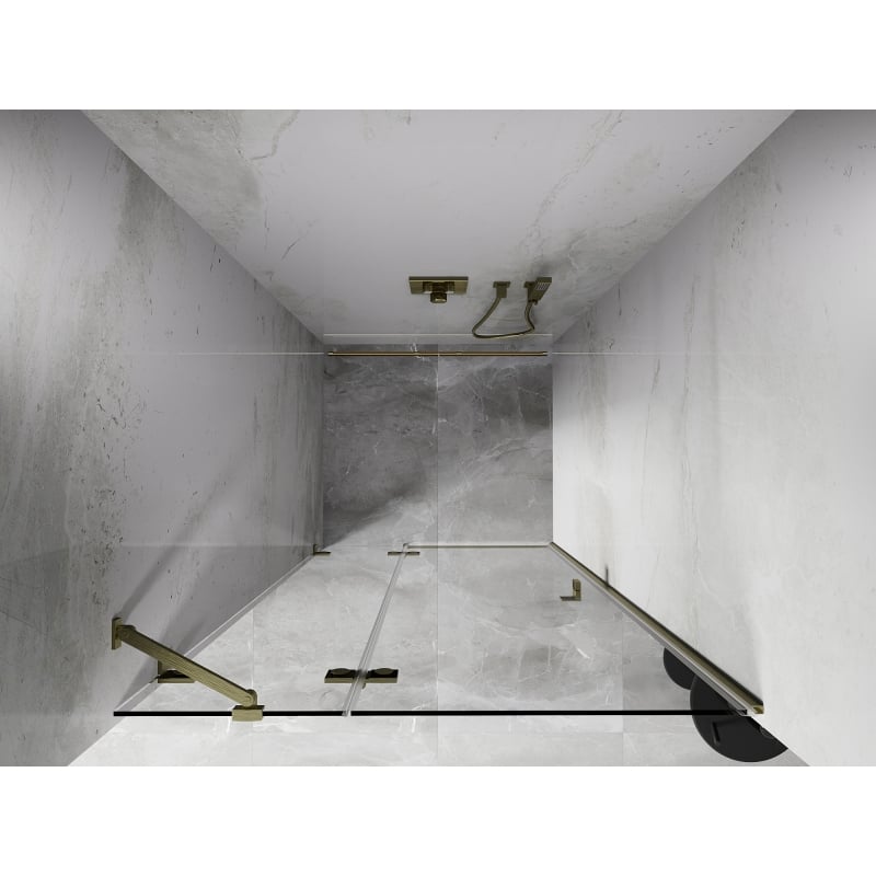 Mexen Lunar drzwi prysznicowe uchylne lewe 90 cm, transparent, złote szczotkowane - 834-090-000-55-00-L