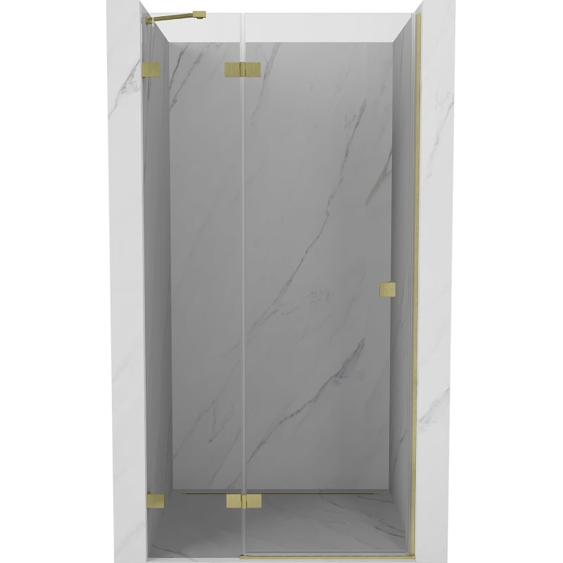 Mexen Lunar porta de chuveiro de abrir à esquerda 125 cm, transparente, dourado escovado - 834-125-000-55-00-L
