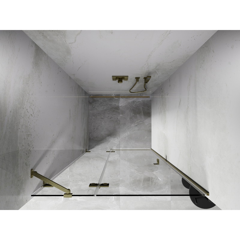 Mexen Lunar drzwi prysznicowe uchylne lewe 125 cm, transparent, złote szczotkowane - 834-125-000-55-00-L