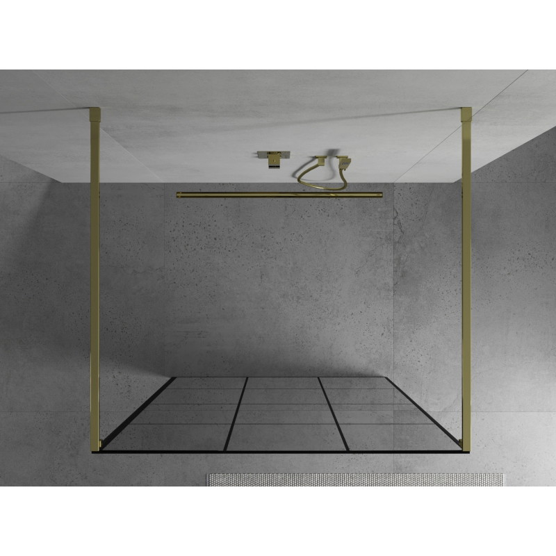 Mexen Kioto vabalt seisev dušisein 110 x 200 cm, must ruudustik 8 mm, kuldne - 800-110-002-50-77