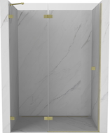 Mexen Lunar puerta de ducha abatible izquierda 135 cm, transparente, oro cepillado - 834-135-000-55-00-L