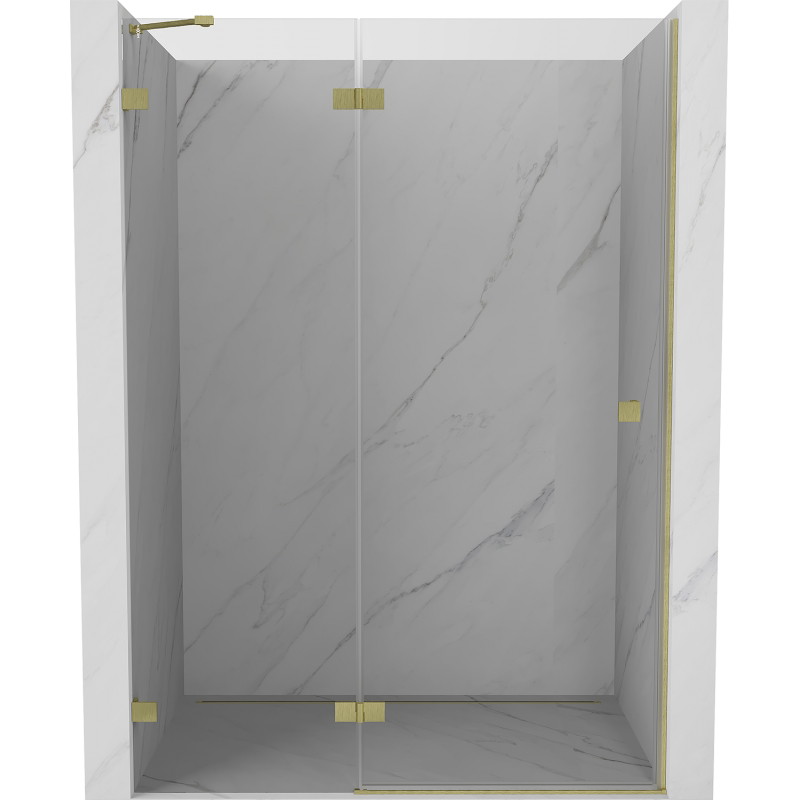 Mexen Lunar drzwi prysznicowe uchylne lewe 140 cm, transparent, złote szczotkowane - 834-140-000-55-00-L