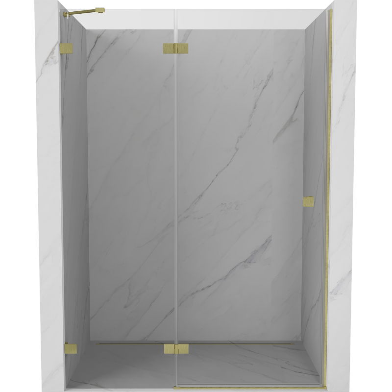 Mexen Lunar Duschdrehtür links 140 cm, transparent, gebürstetes Gold - 834-140-000-55-00-L