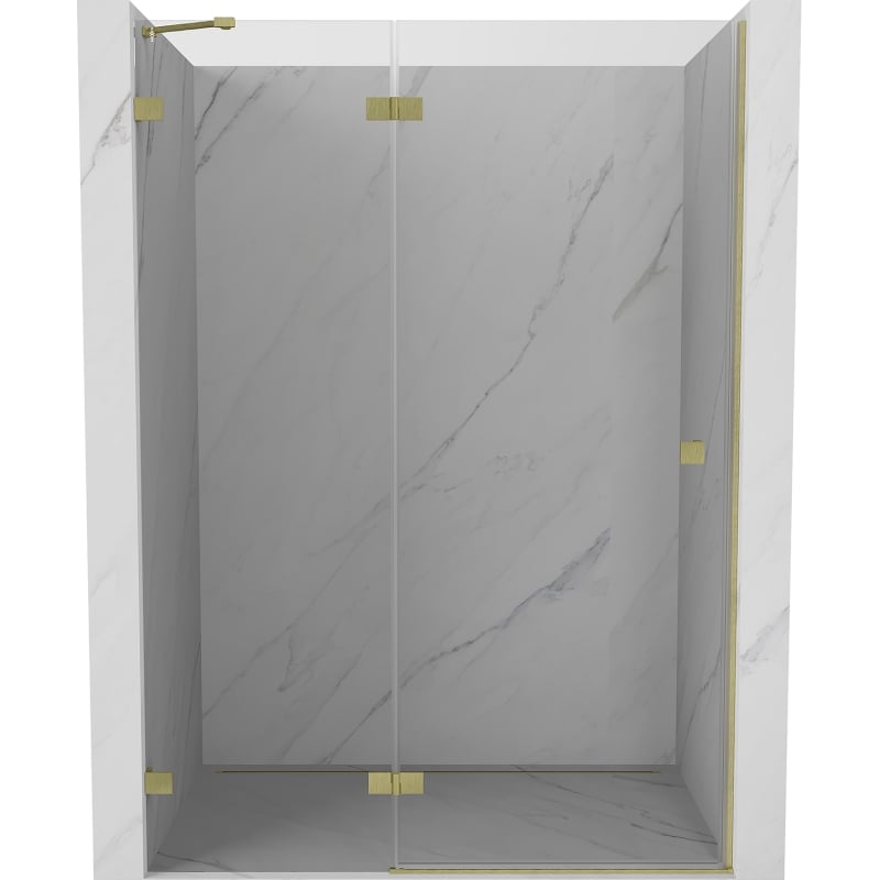 Mexen Lunar porta de duche de batente esquerda 140 cm, transparente, dourado escovado - 834-140-000-55-00-L