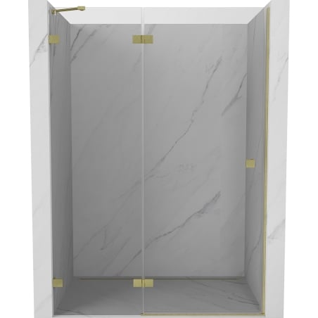 Mexen Lunar 140 cm Left Hinged Shower Door, Transparent, Brushed Gold - 834-140-000-55-00-L