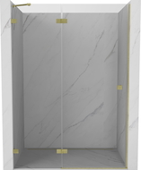 Mexen Lunar Duschdrehtür links 140 cm, transparent, gebürstetes Gold - 834-140-000-55-00-L