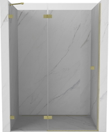 Mexen Lunar lijeva preklopna tuš vrata 140 cm, prozirna, četkano zlatna - 834-140-000-55-00-L