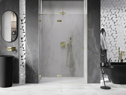 Mexen Lunar douchedeur linksdraaiend 140 cm, transparant, geborsteld goud - 834-140-000-55-00-L