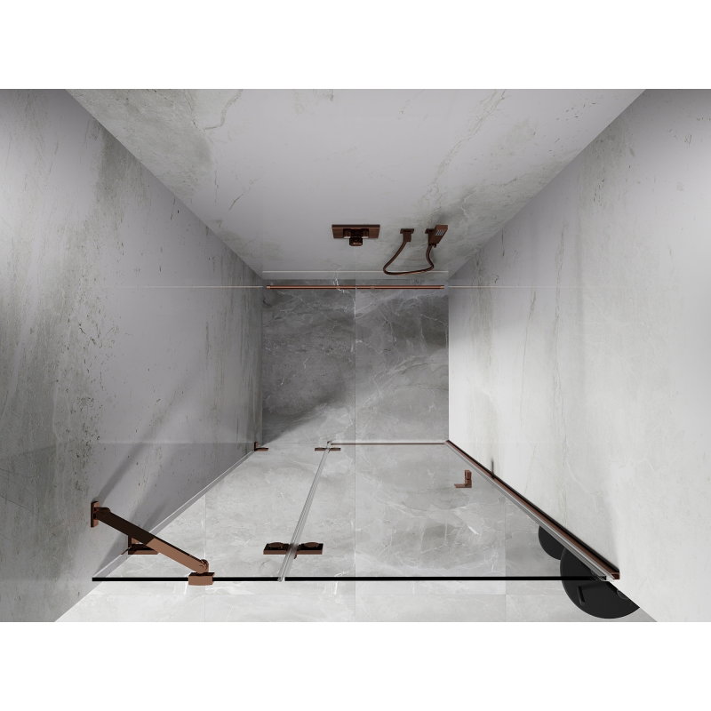 Mexen Lunar Αριστερή ανοιγόμενη πόρτα ντους 80 cm, διάφανη, ροζ χρυσό