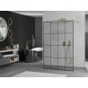 Mexen Kioto free-standing shower wall 140 x 200 cm, black grid 8 mm, gold - 800-140-002-50-77