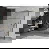 Mexen Kioto vrijstaande douchewand 140 x 200 cm, zwart raster 8 mm, goud - 800-140-002-50-77