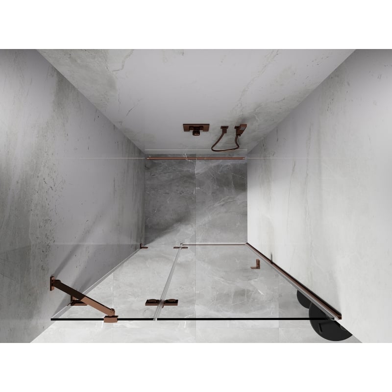 Mexen Lunar vänsterhängd duschdörr 125 cm, transparent, roséguld - 834-125-000-60-00-L