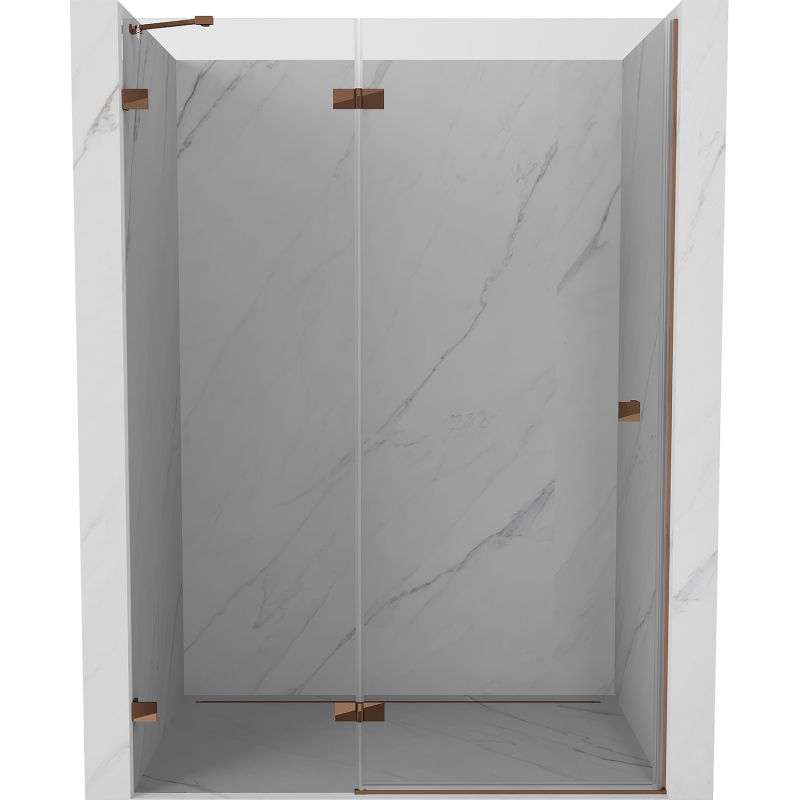 Mexen Lunar leva vrata za prho 130 cm, prosojna, rožnato zlato - 834-130-000-60-00-L